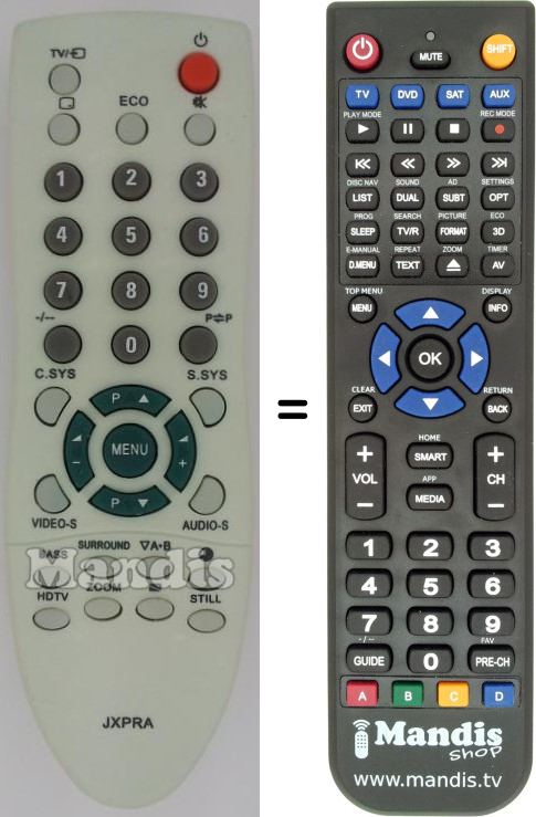 Replacement remote control JXPRA