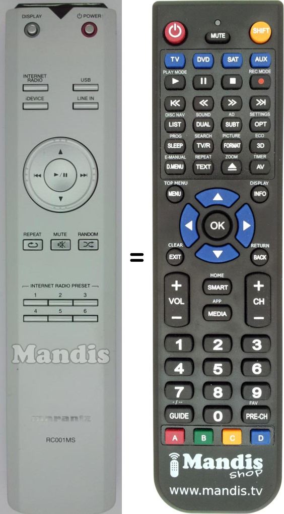 Télécommande équivalente RC001MS