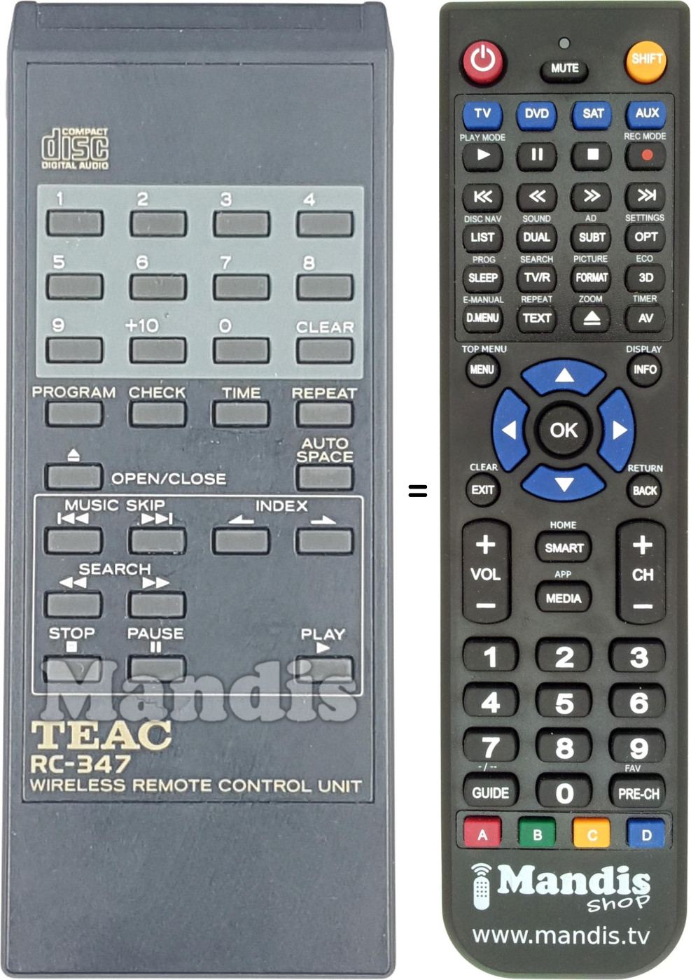 Replacement remote control RC-347