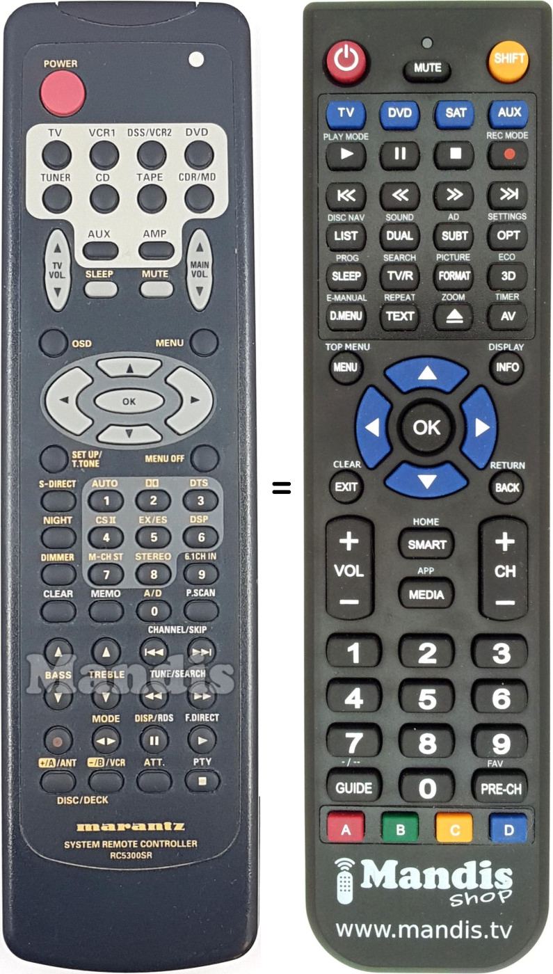 Télécommande équivalente Marantz RC5300SR