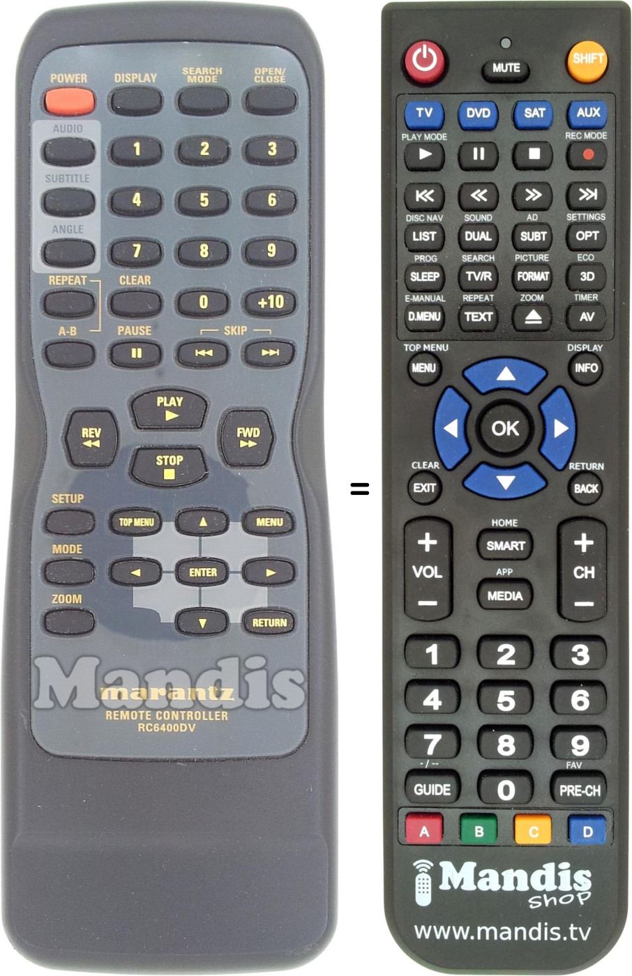 Télécommande équivalente RC6400DV