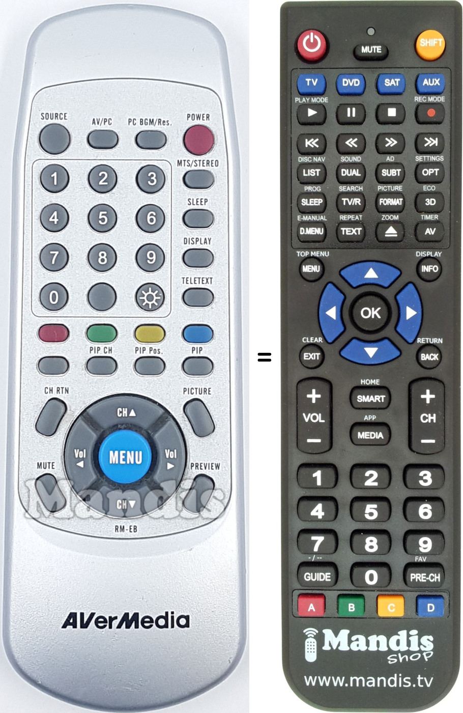 Replacement remote control AVERMEDIA RM-EB