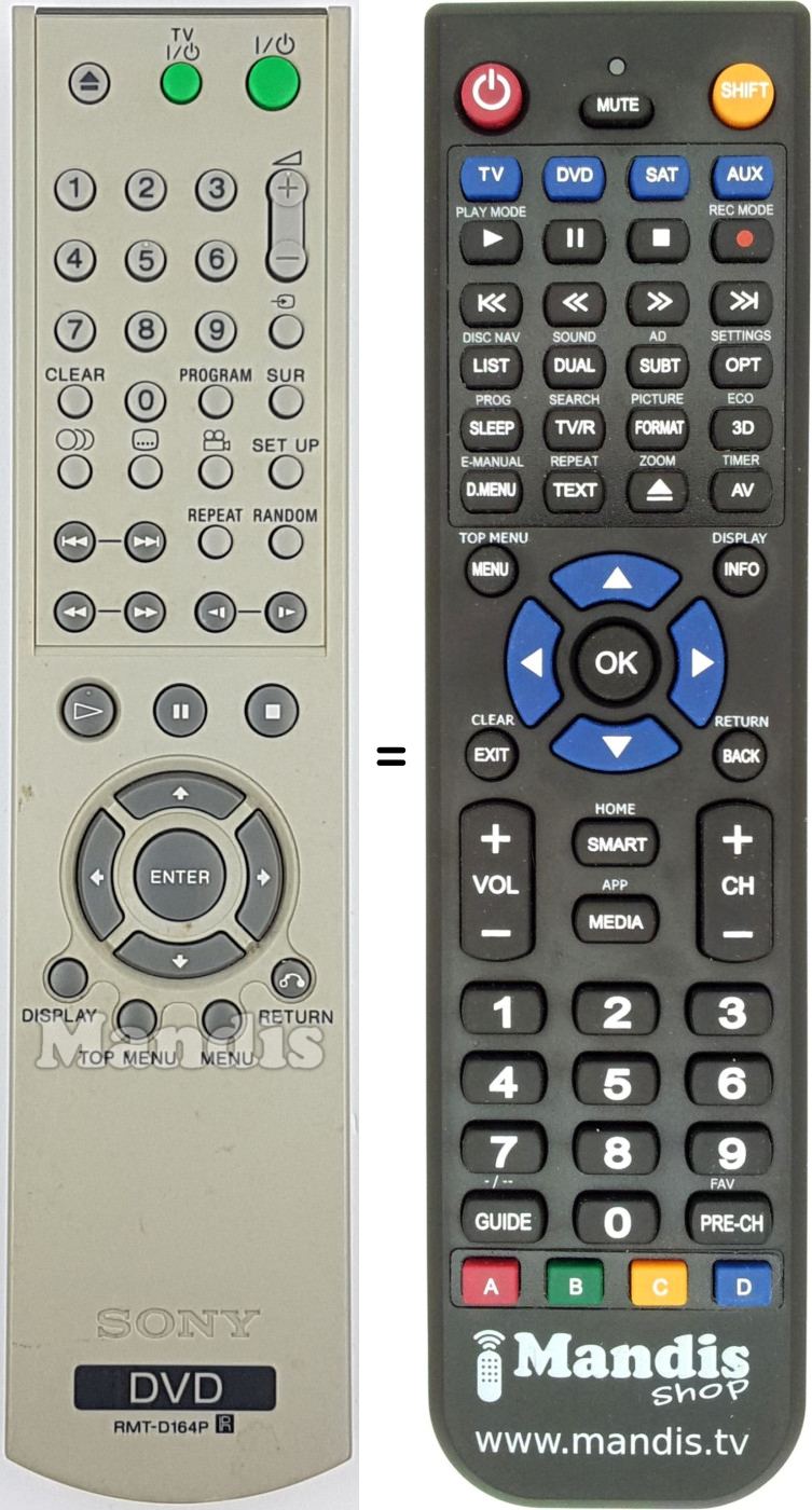 Télécommande équivalente RMT-D164P