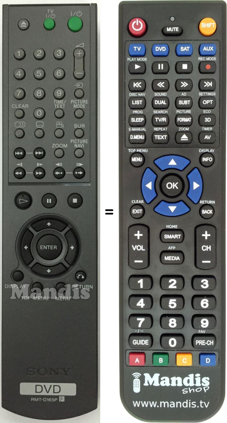 Télécommande équivalente RMTD165P