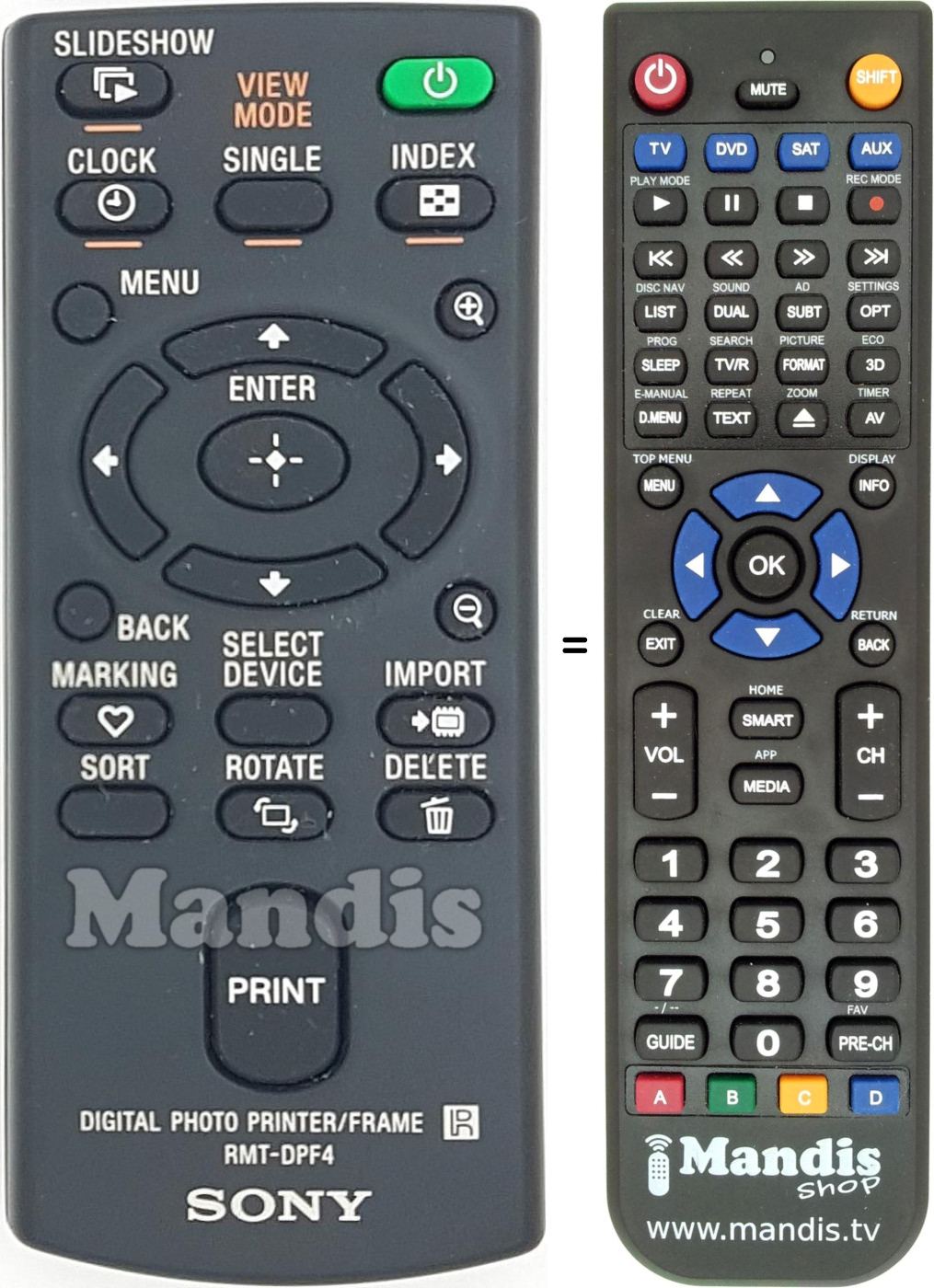 Télécommande équivalente RMT-DPF4