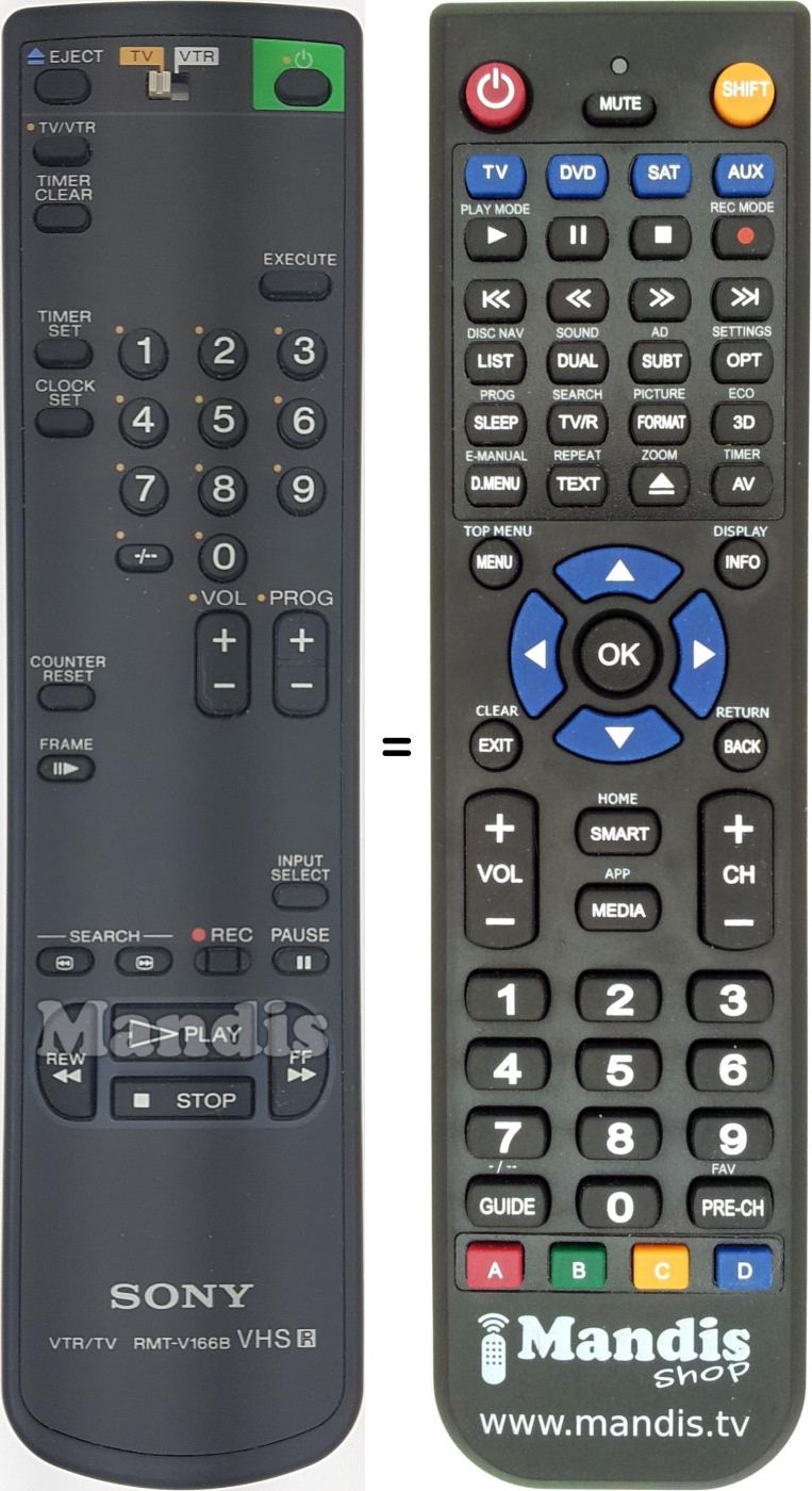 Télécommande équivalente RMT-V166B