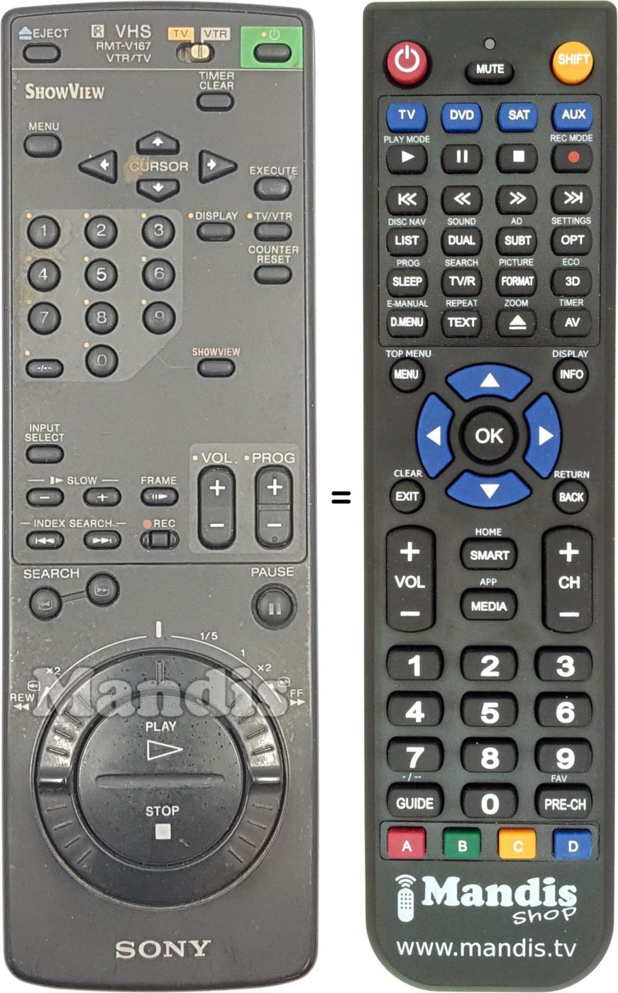 Télécommande équivalente Sony RMT-V167