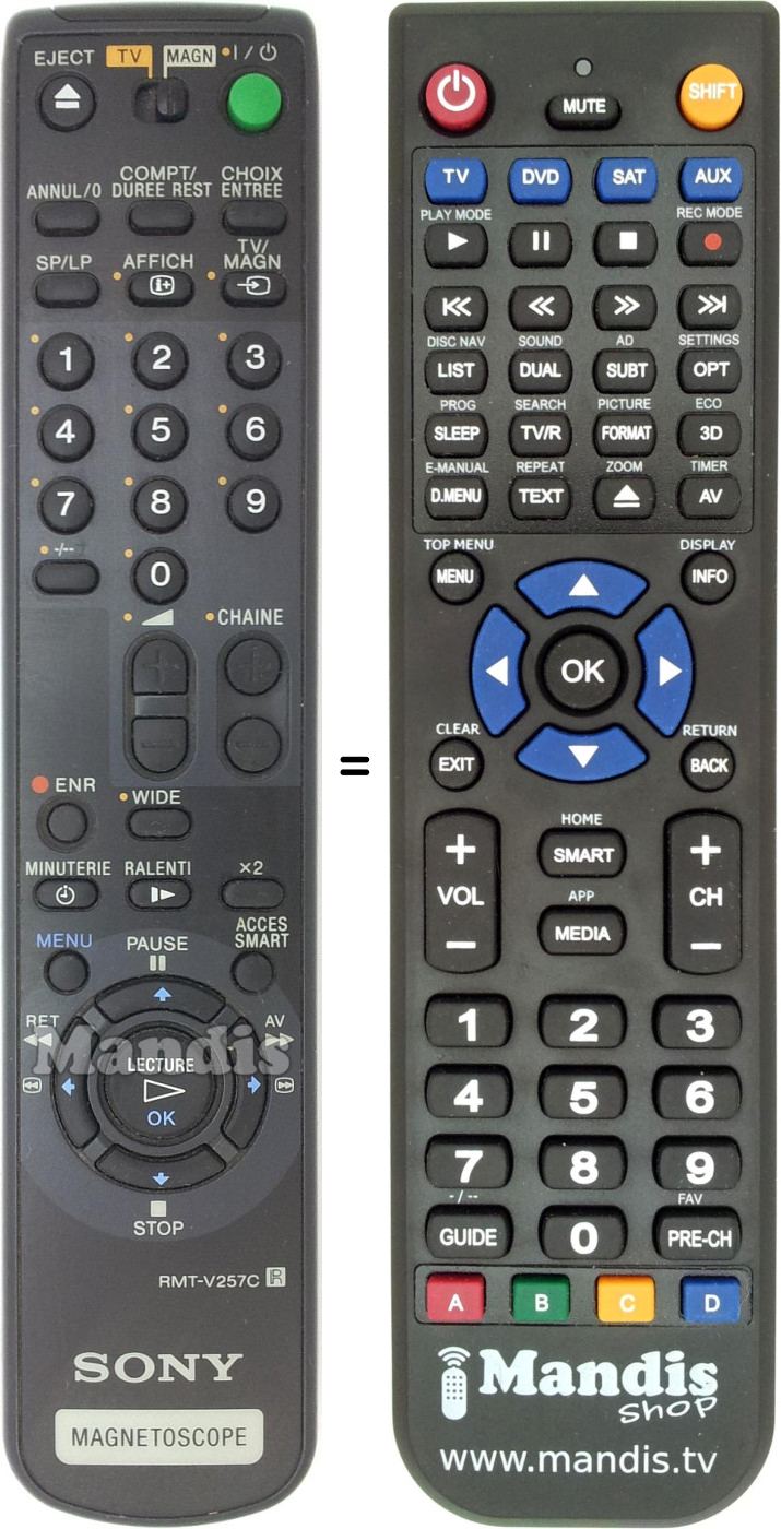 Télécommande équivalente RMT-V257C