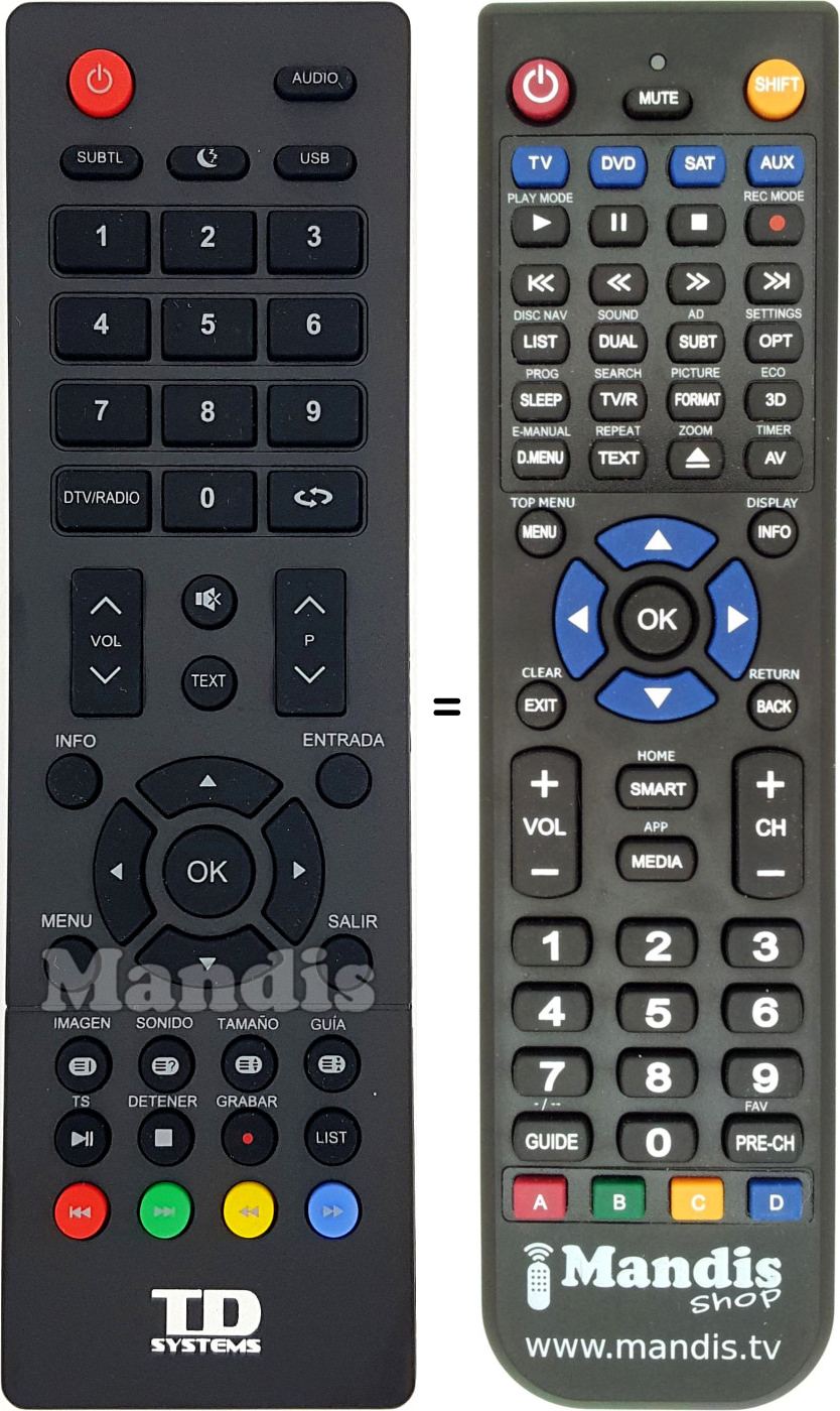 Replacement remote control TD Systems K50DLM8F