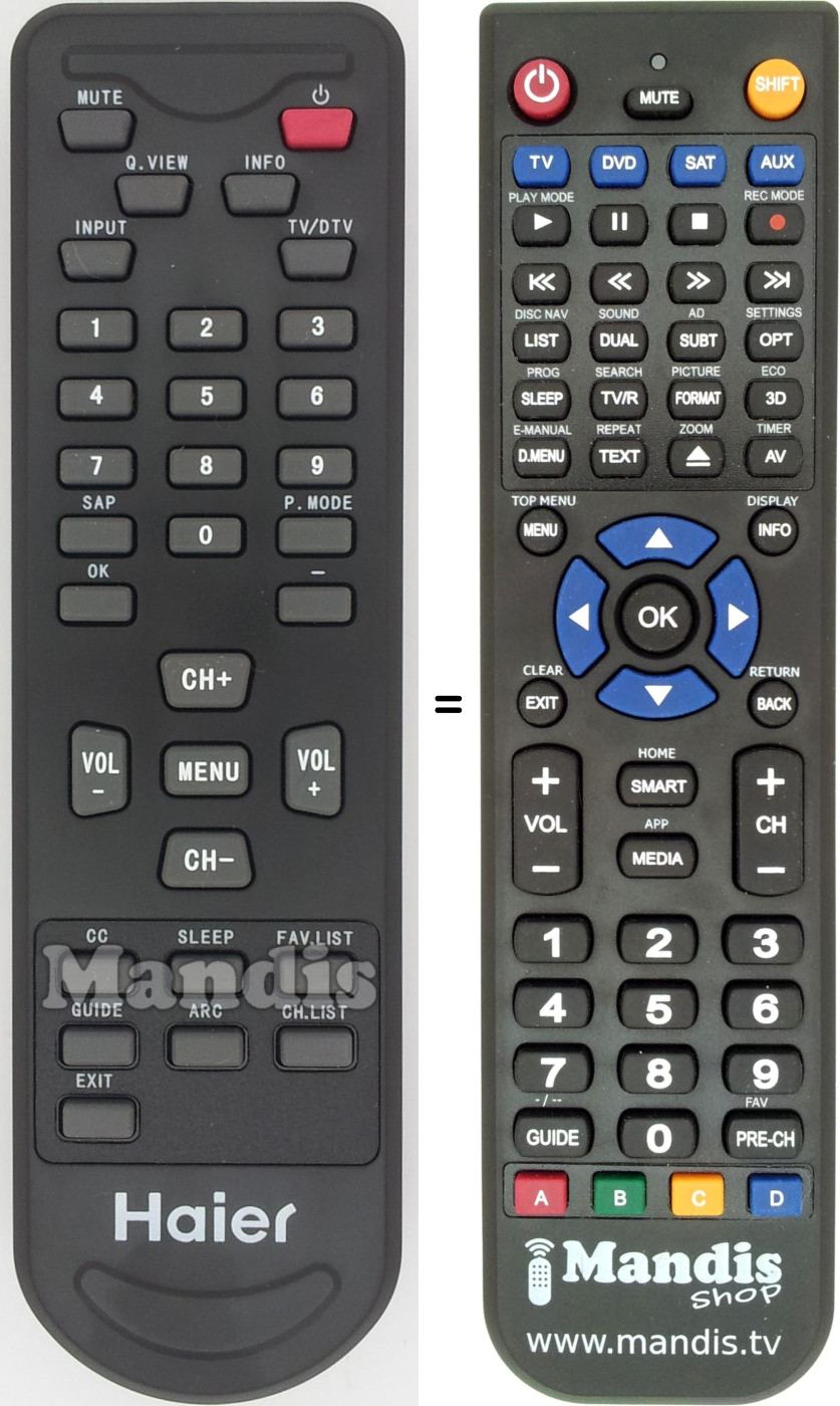 Replacement remote control TV-5620-118