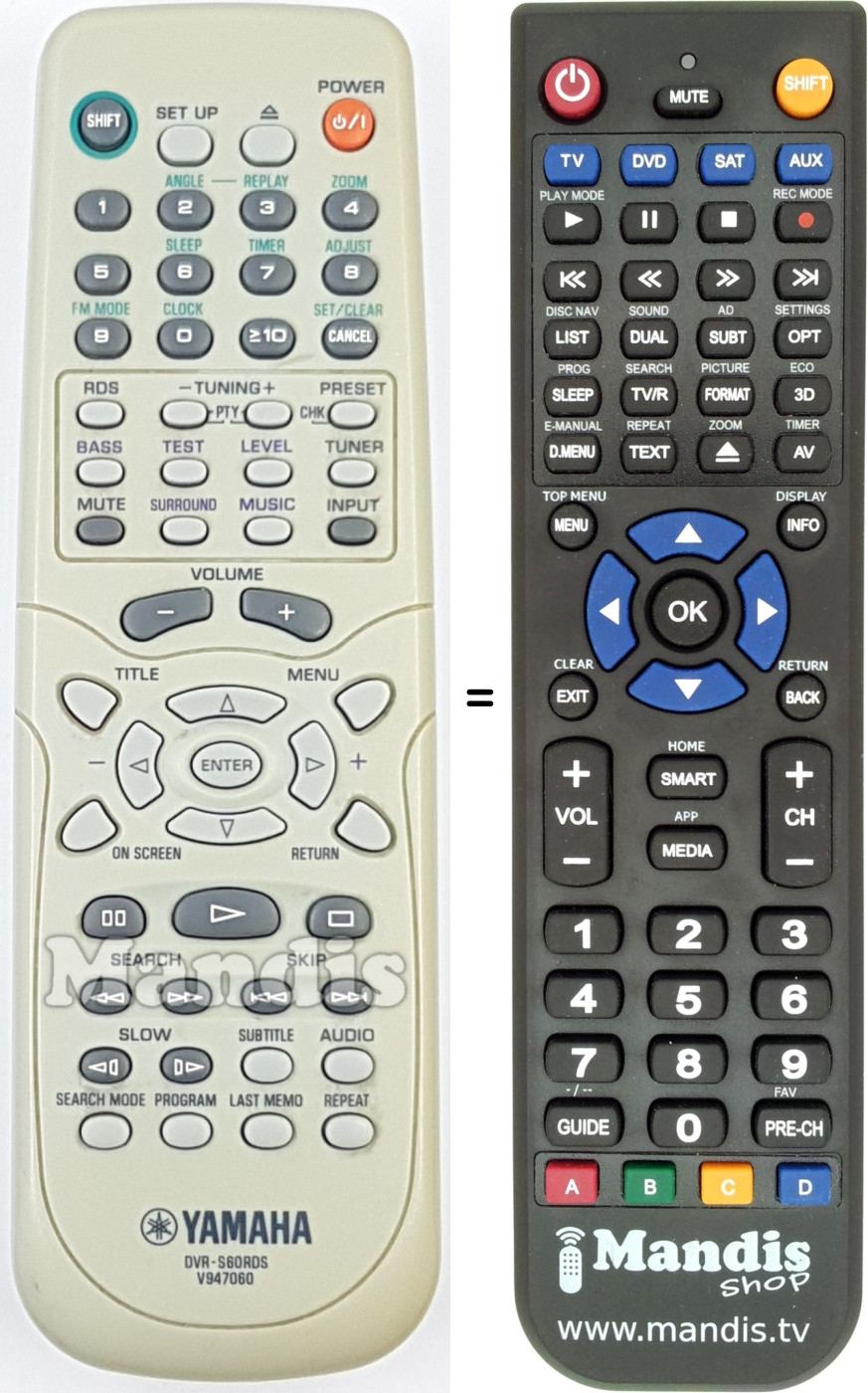 Télécommande équivalente Yamaha V 947060