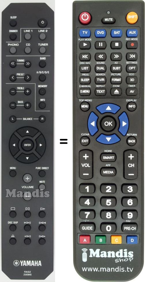 Télécommande équivalente Yamaha RAS2