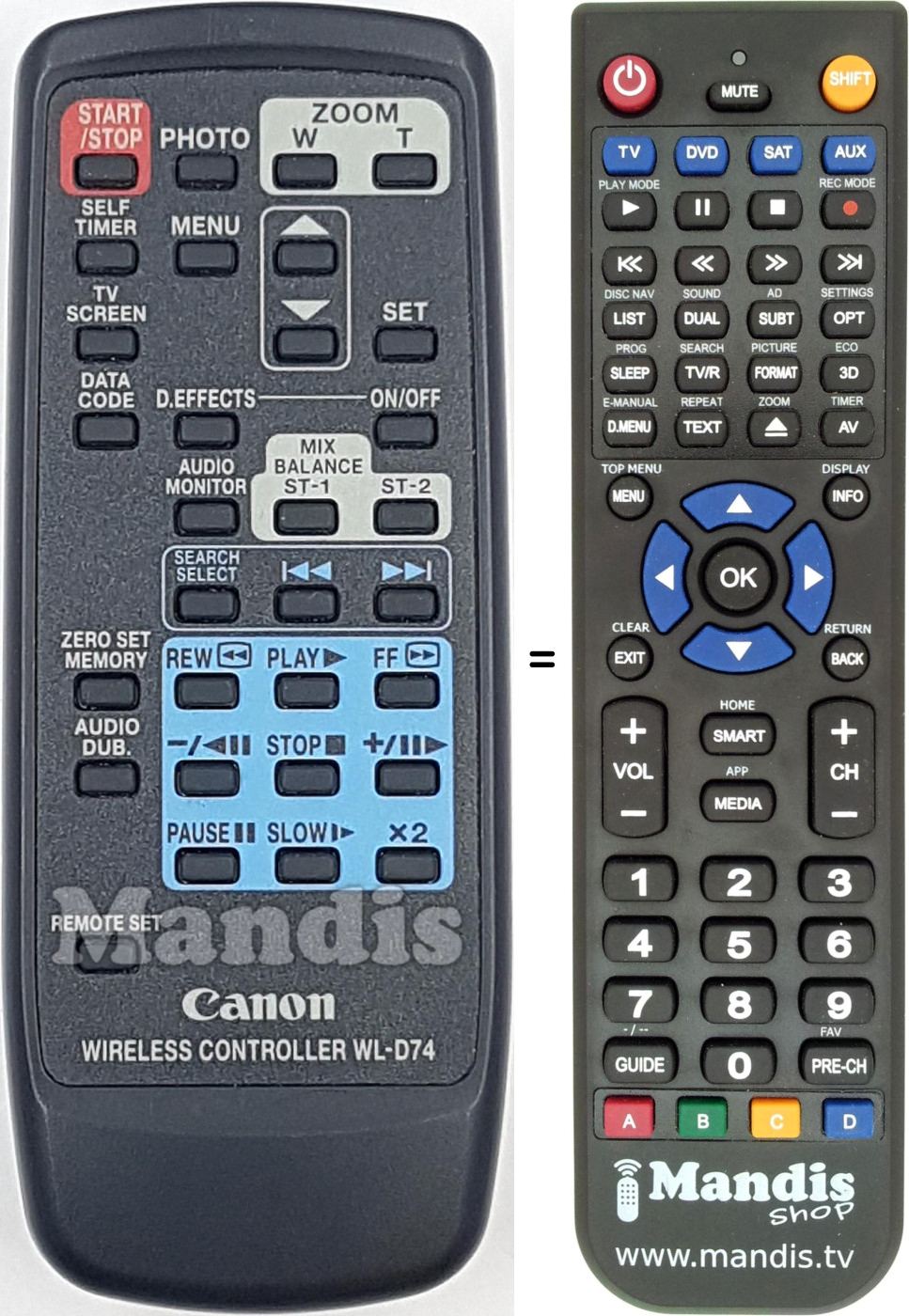 Replacement remote control WL-D74