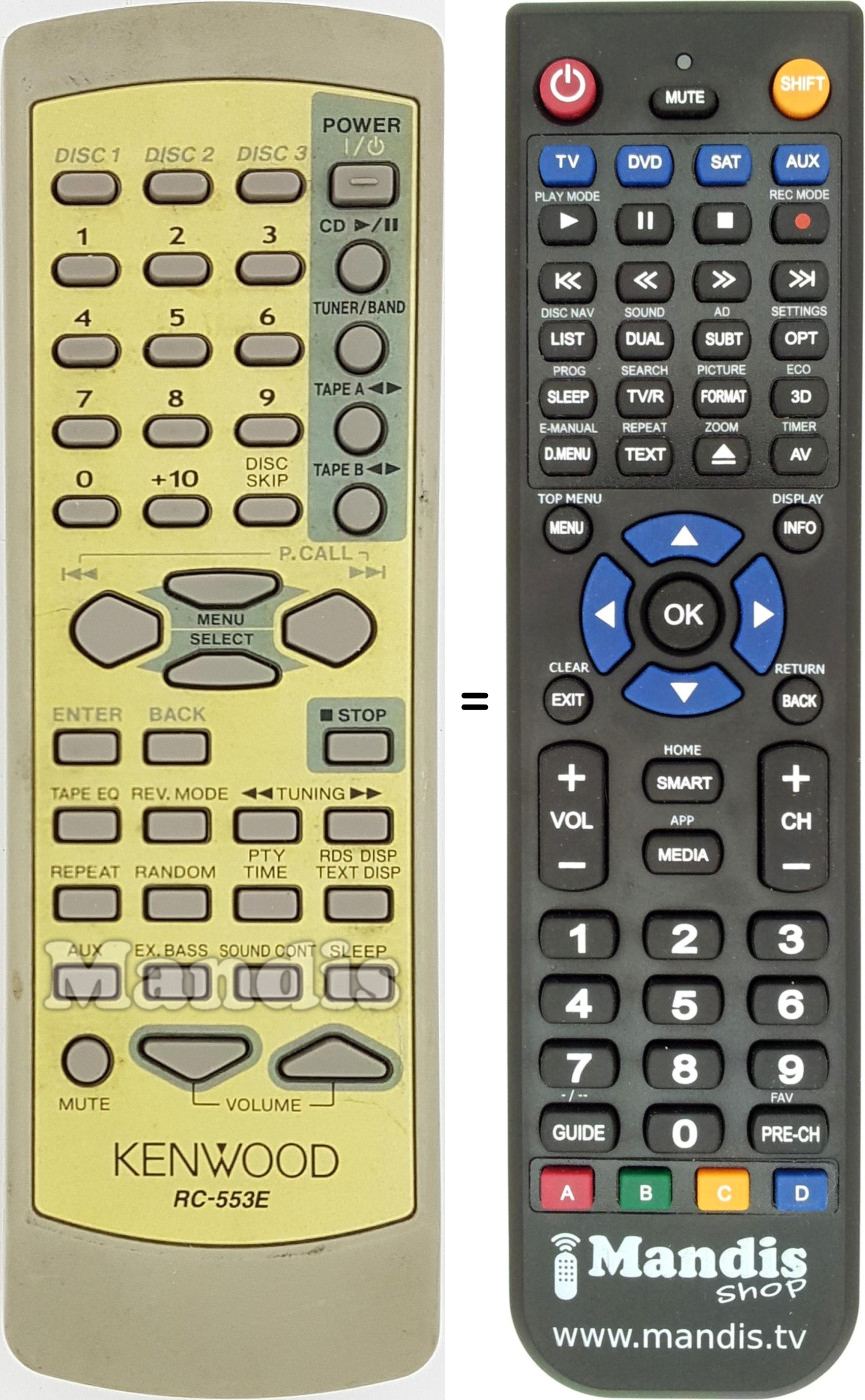 Replacement remote control RC-553E
