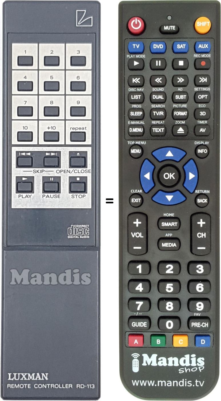 Replacement remote control RD-113