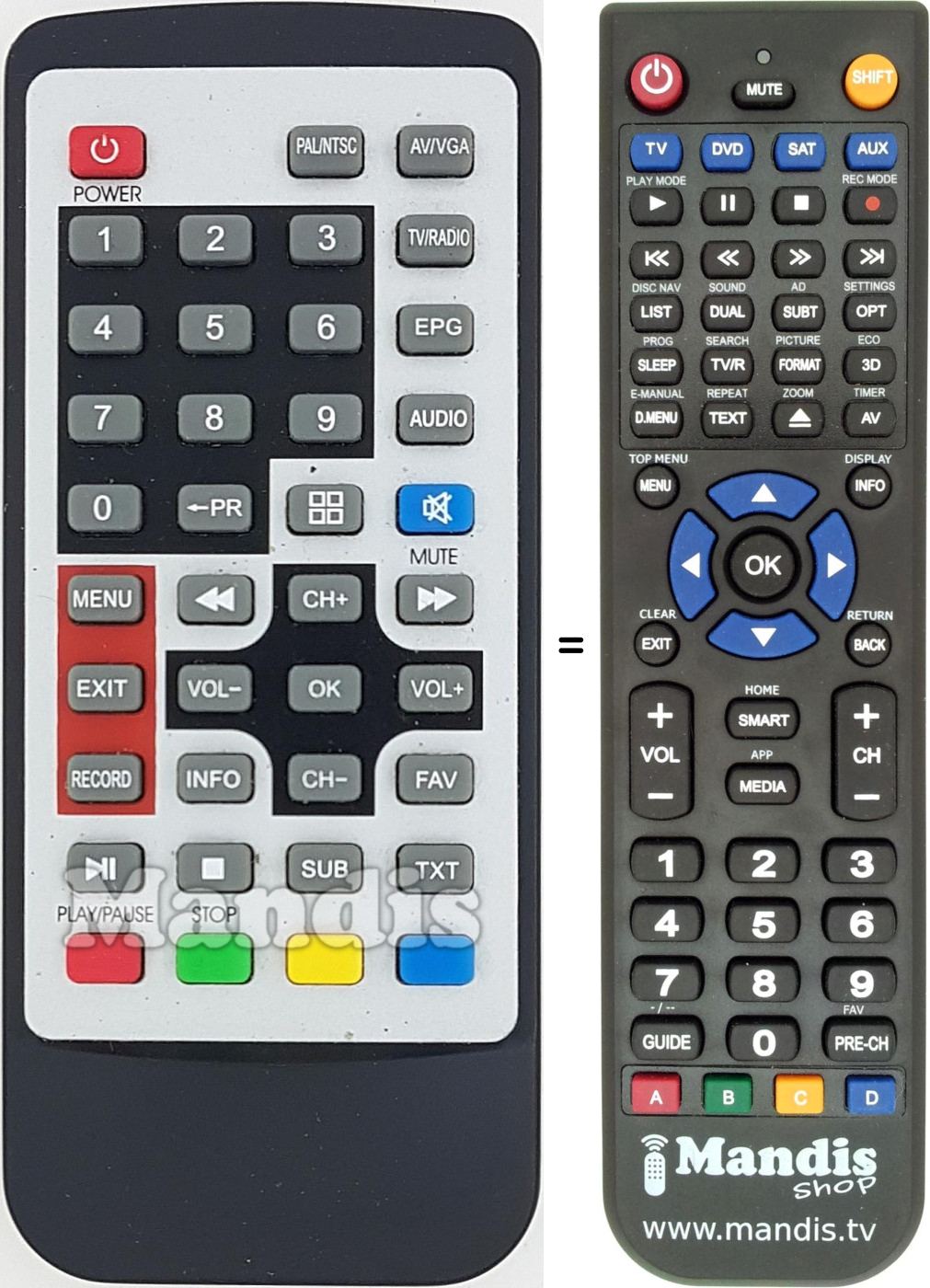 Télécommande équivalente REMCON1603