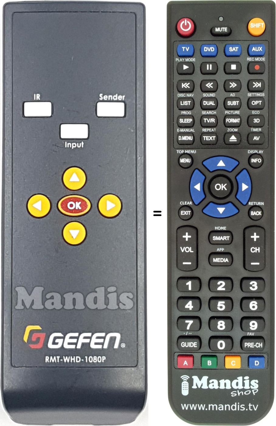 Replacement remote control RMTWHD1080P