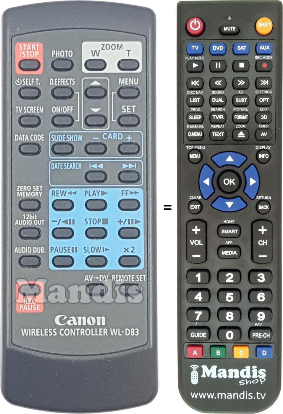 Replacement remote control WL-D83