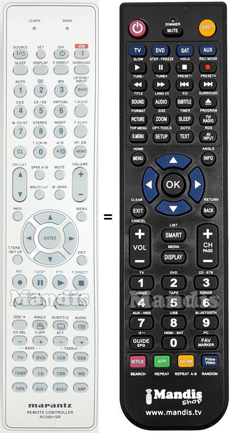 Télécommande équivalente Marantz RC5001SR