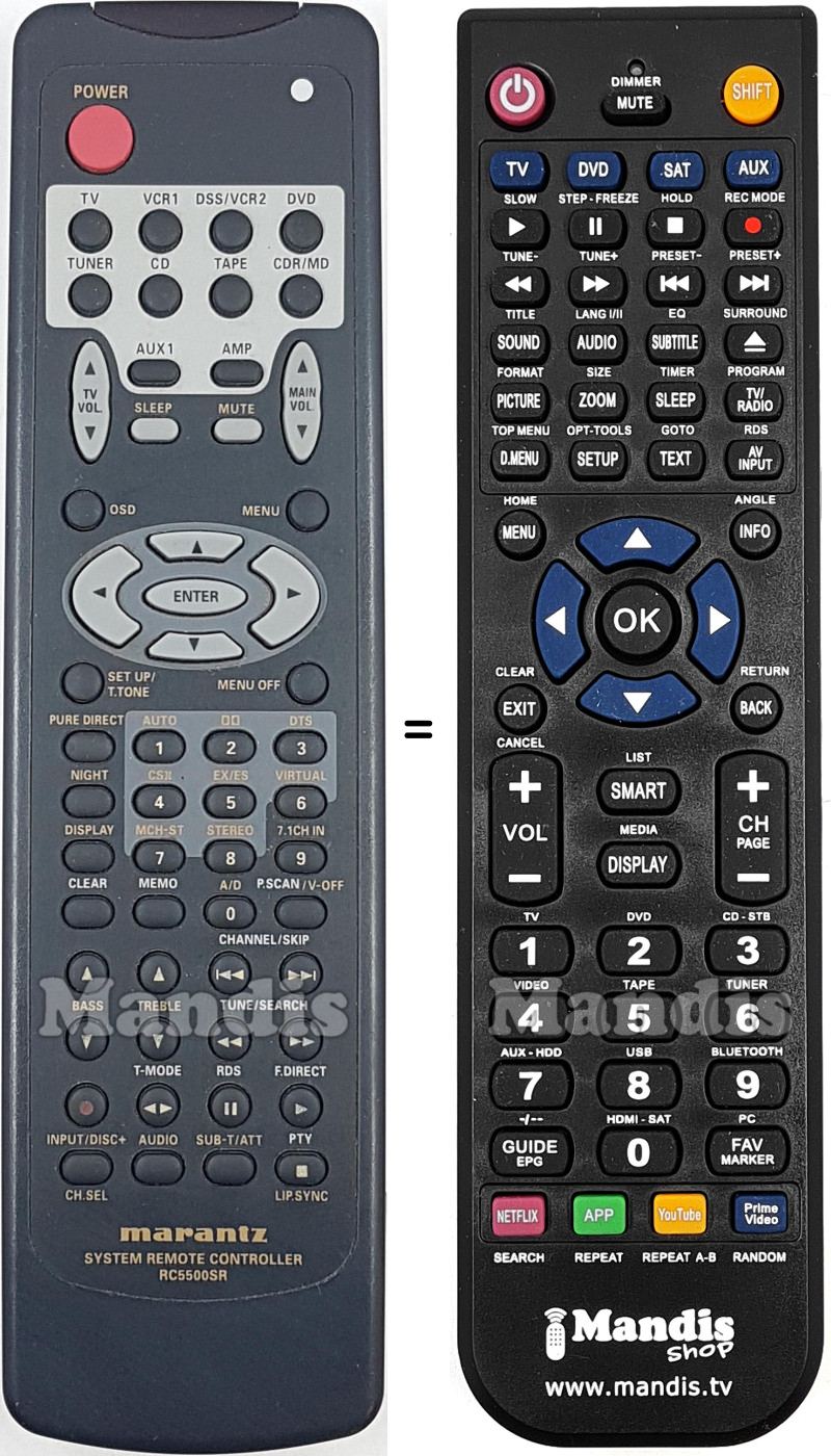 Télécommande équivalente Marantz RC5500SR