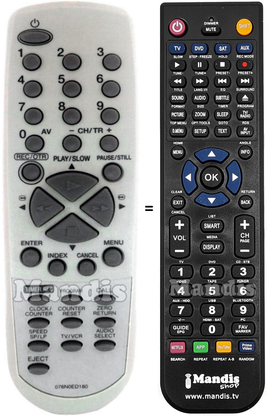 Replacement remote control Schaub Lorenz 076N0ED180
