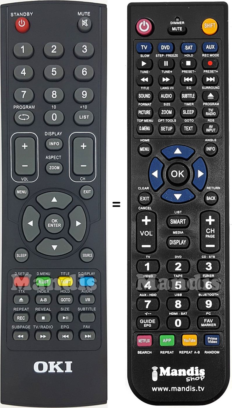 Télécommande équivalente Oki 103185970028