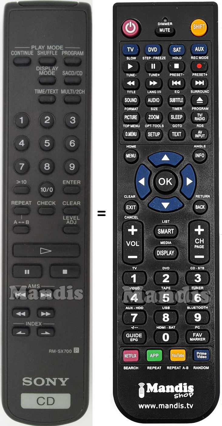 Télécommande équivalente Sony 147659812