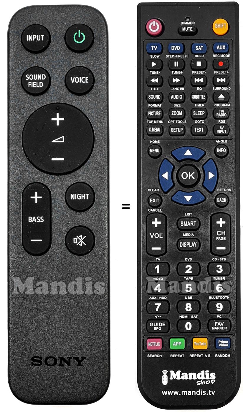 Télécommande équivalente Sony RMT-AH513U