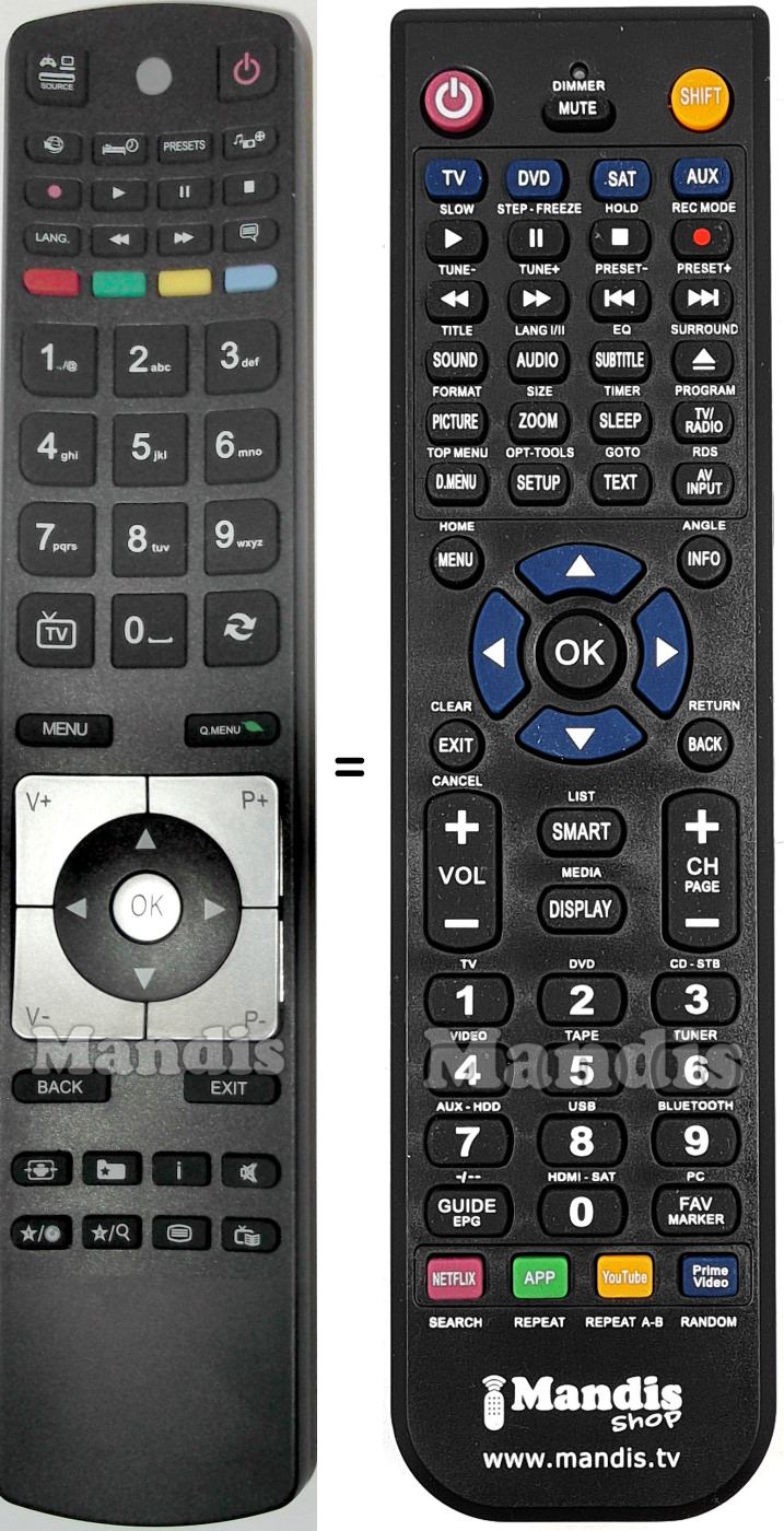 Replacement remote control Hitachi RC5116