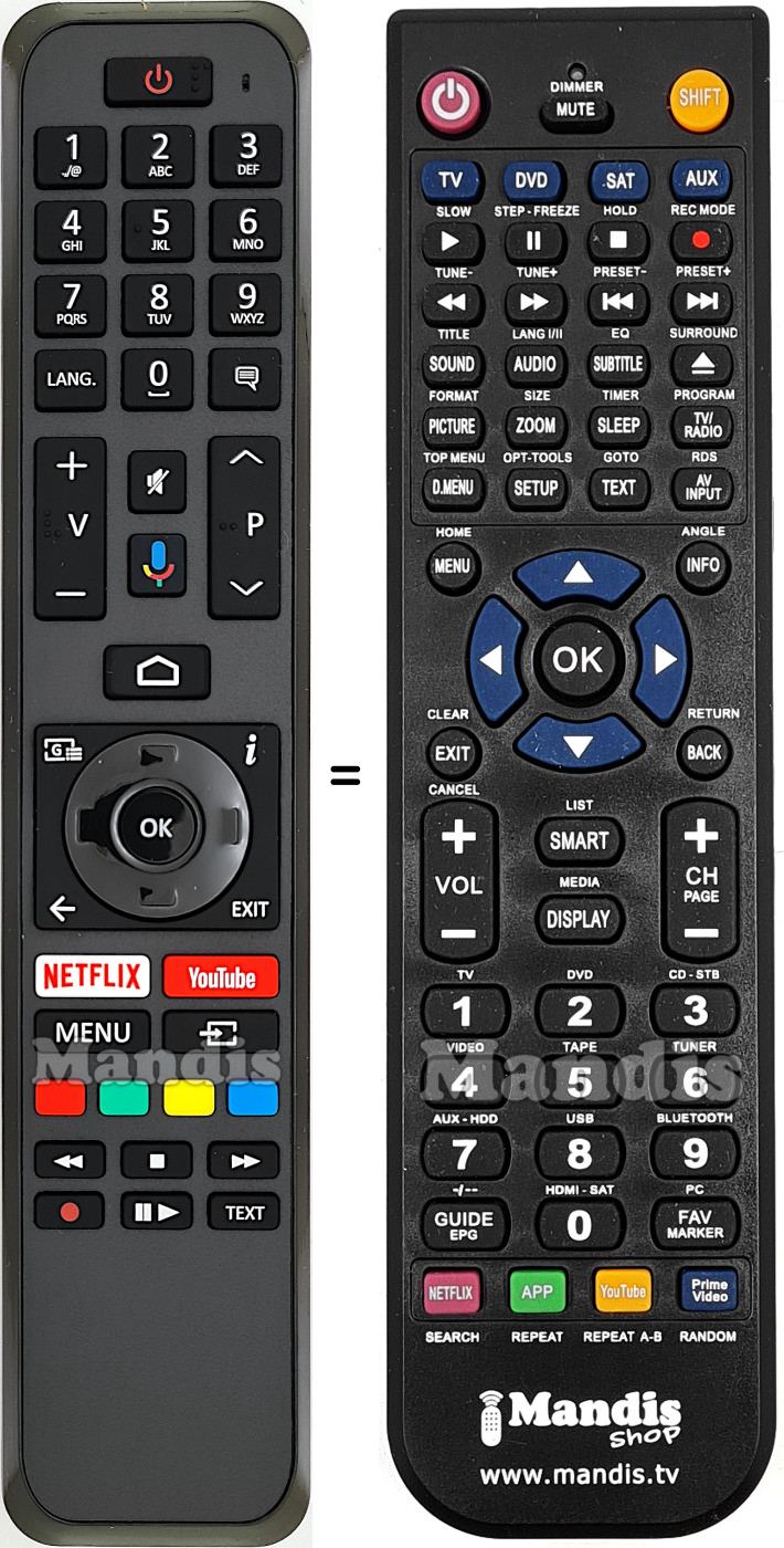 Replacement remote control Hitachi RC43160