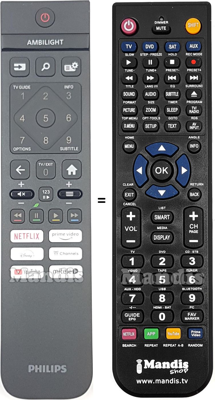 Télécommande équivalente Philips 398GR10BEPHNS000CR