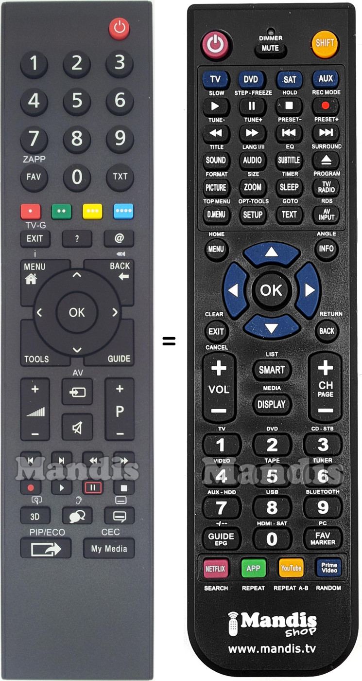Télécommande équivalente Oki MHS187R