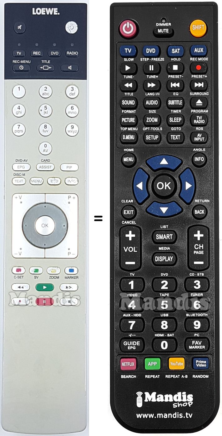 Replacement remote control LOEWE OPTA 89950A10