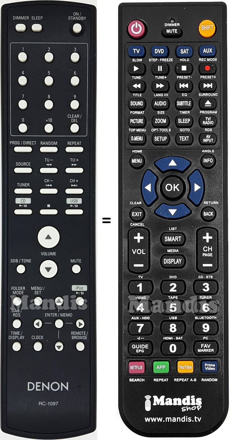 Replacement remote control RC-1097