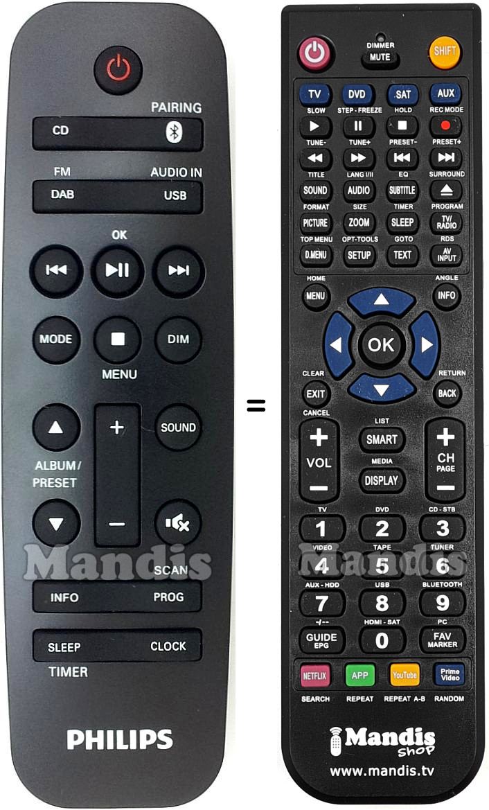 Télécommande équivalente Philips 996580010583