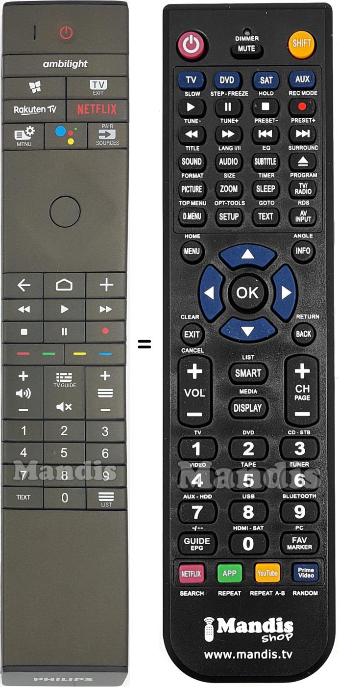 Télécommande équivalente Philips 996592003729