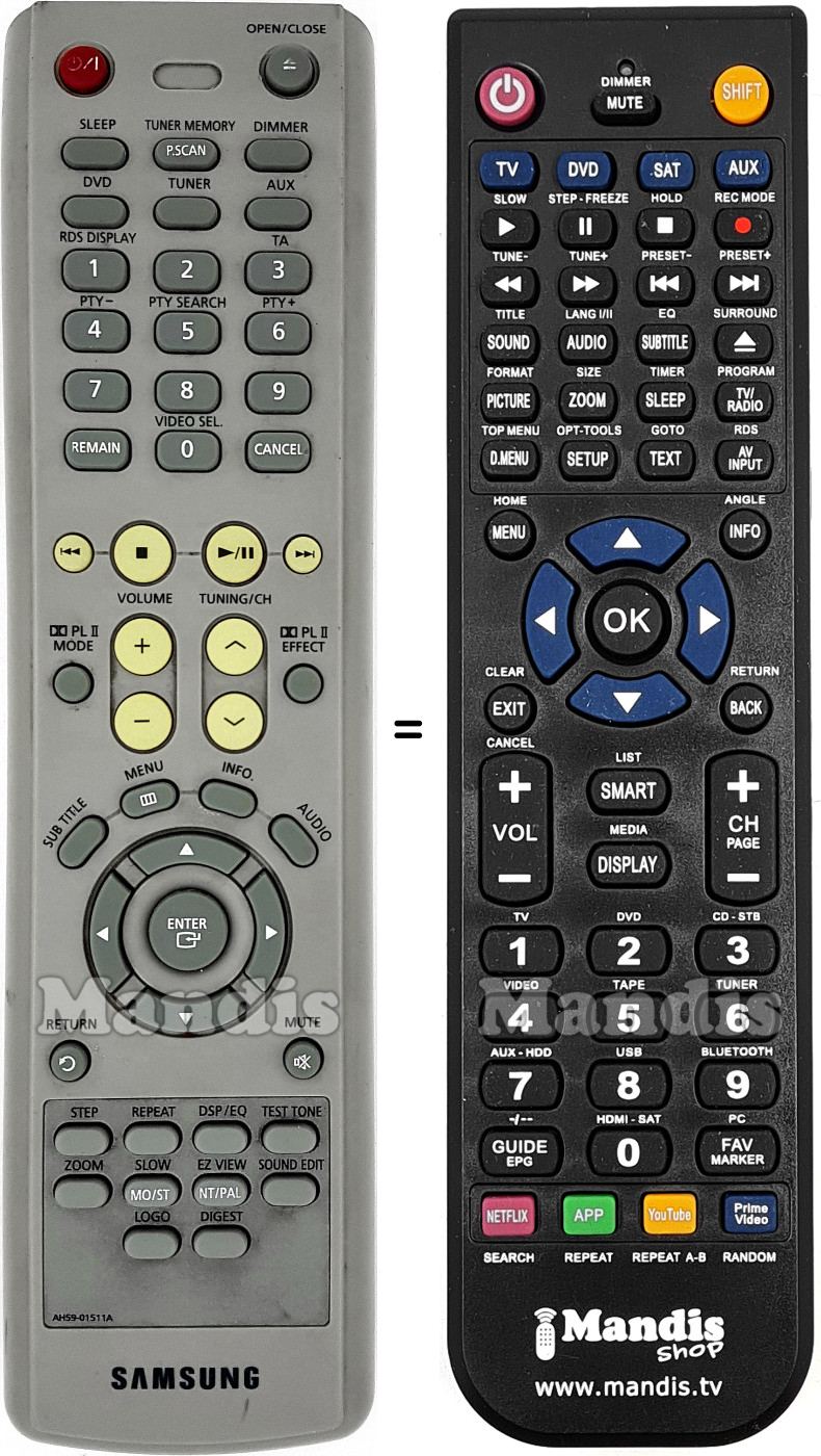 T&eacute;l&eacute;commande &eacute;quivalente Samsung AH59-01511 A