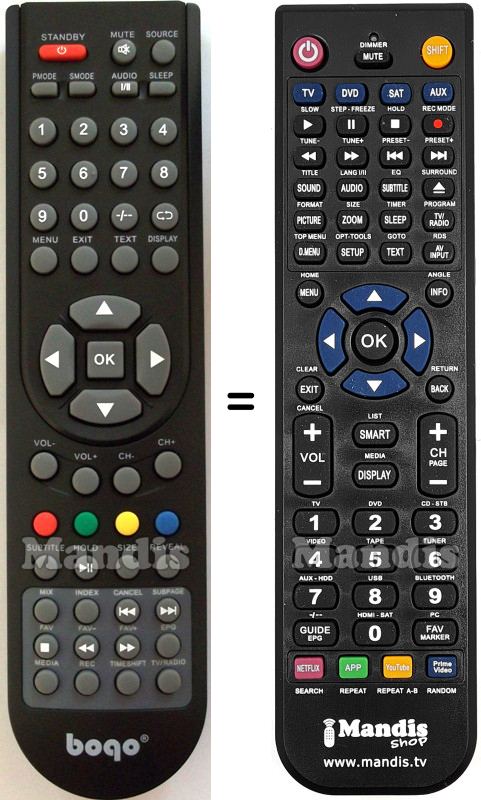 Télécommande équivalente Bogo001