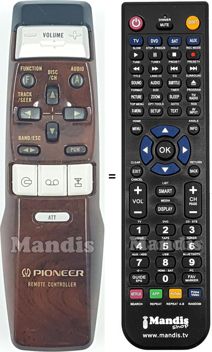 Replacement remote control Pioneer CXB1162