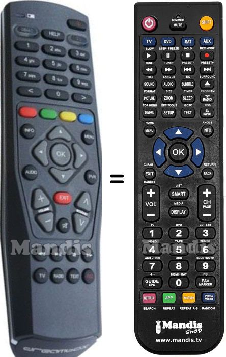 Télécommande équivalente Dreambox DM500HDS2