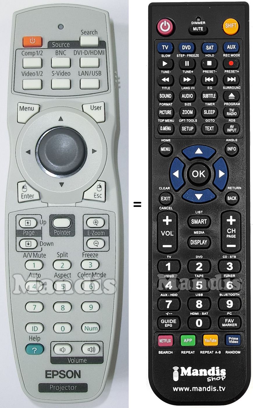 Replacement remote control Epson 1531179