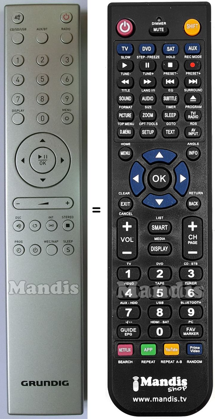 Replacement remote control Grundig MS520