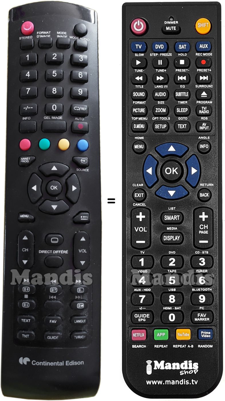 Replacement remote control Continental Edison CEDLED32HD5