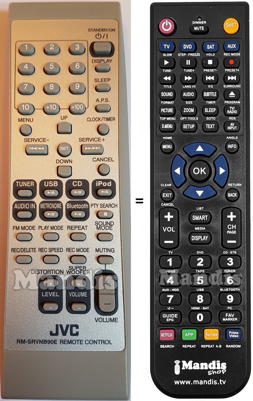 Télécommande équivalente JVC RM-SRVNB90E