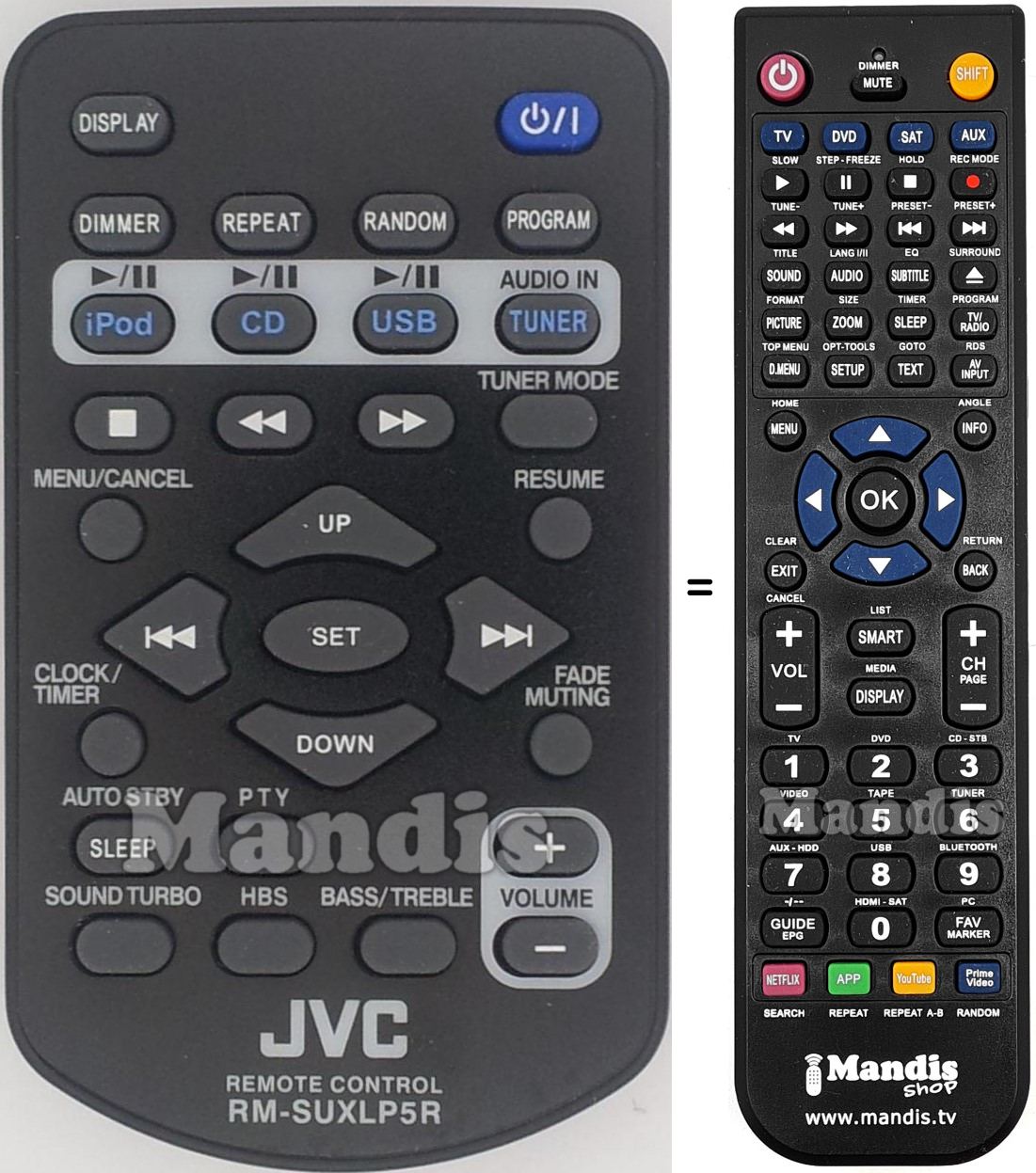 Télécommande équivalente JVC RM-SUXLP5R