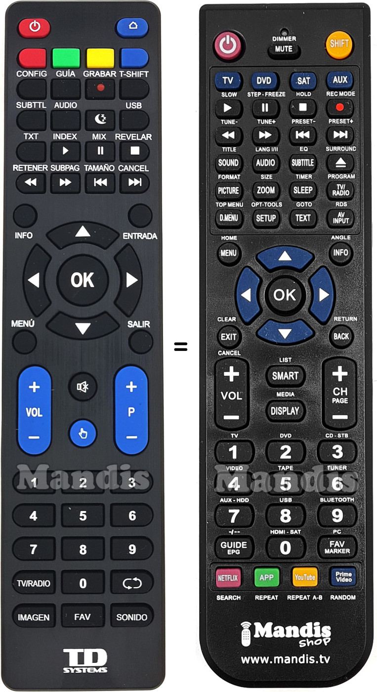 Télécommande équivalente TD Systems K50DLY8US