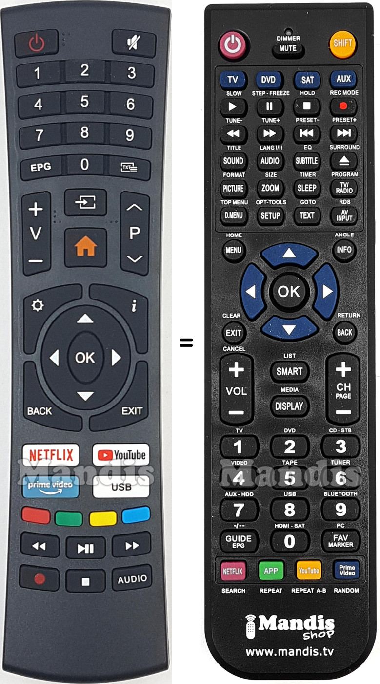 Replacement remote control Smart Tech LE-43N4