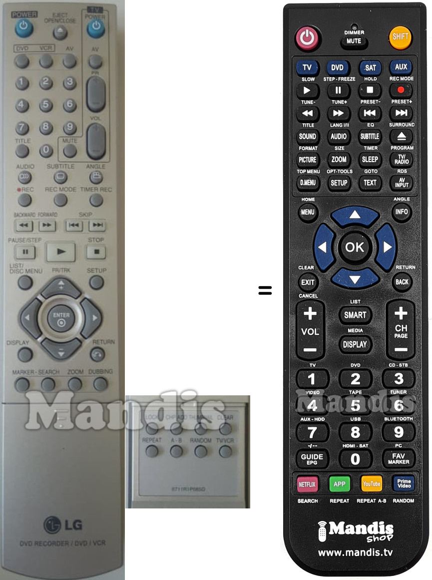 Replacement remote control Luxor 6711R1P085D
