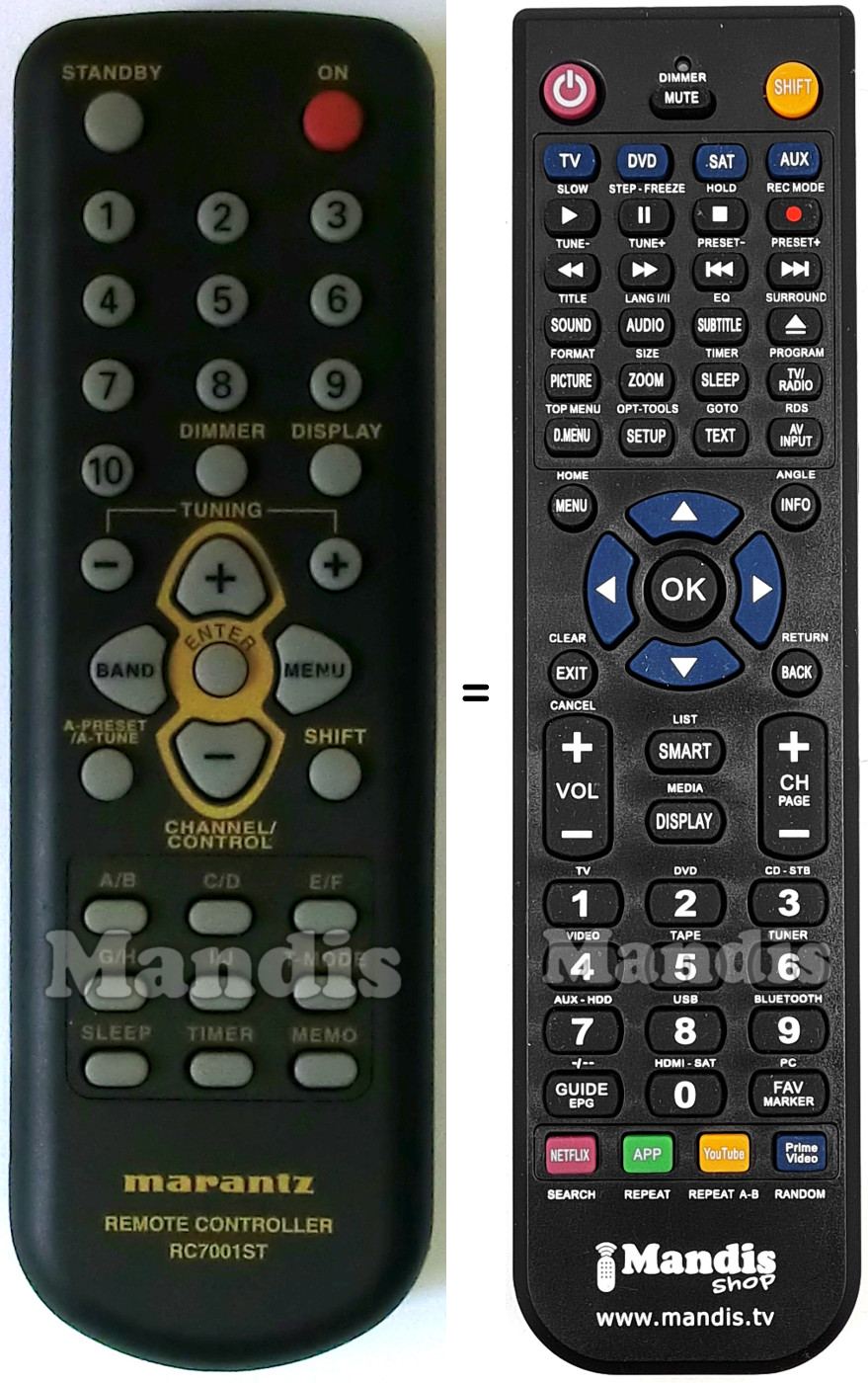 Télécommande équivalente RC7001ST