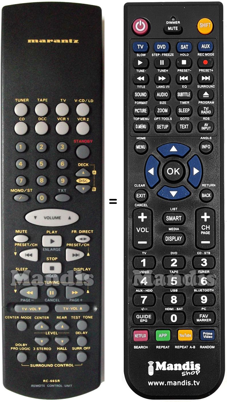 Télécommande équivalente Marantz RC66SR